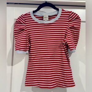Maeve Puff-Sleeve Striped Top